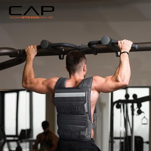 CAP Barbell weighted vest in use - pull-ups in gym