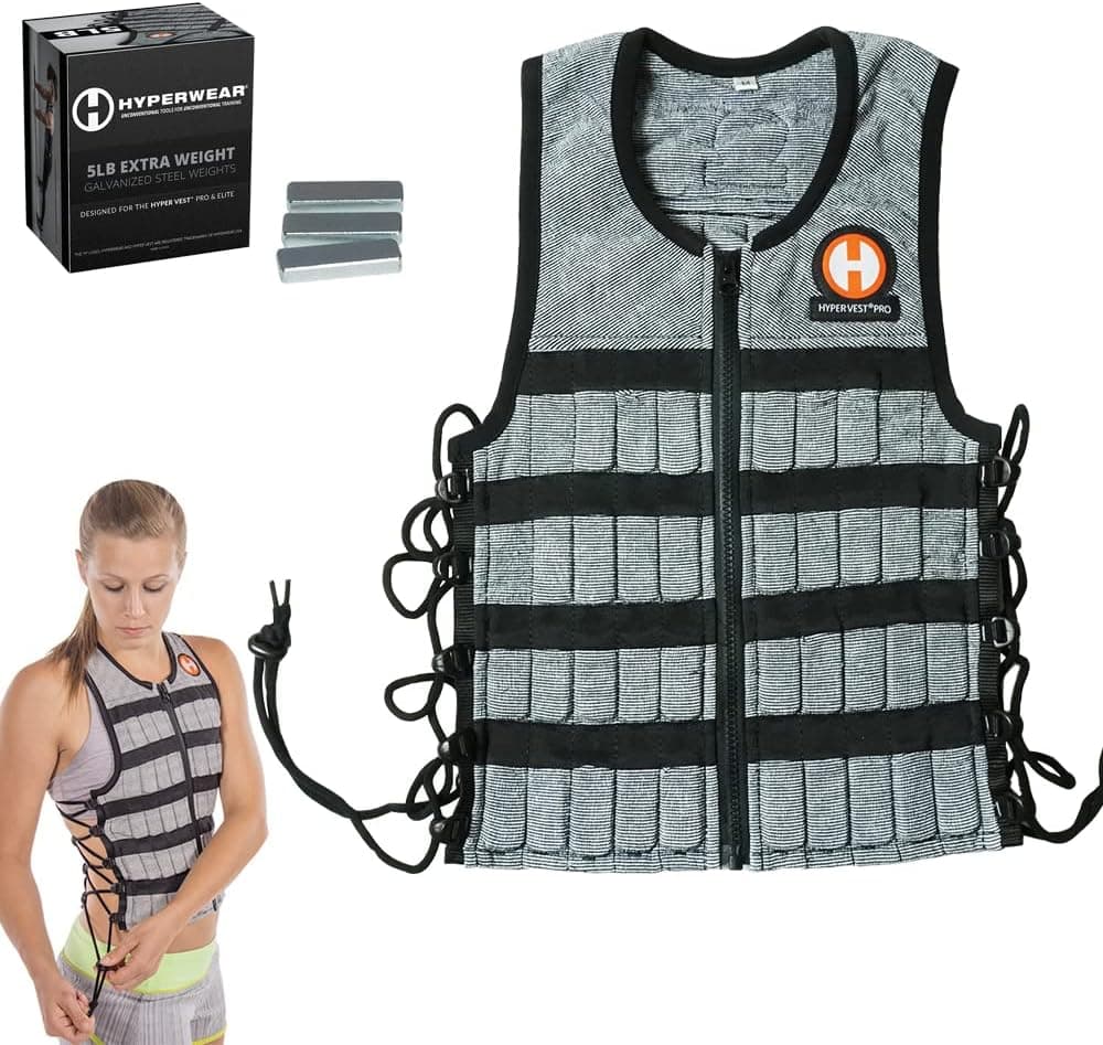 Hyperwear Hyper Vest PRO with weight pack and model