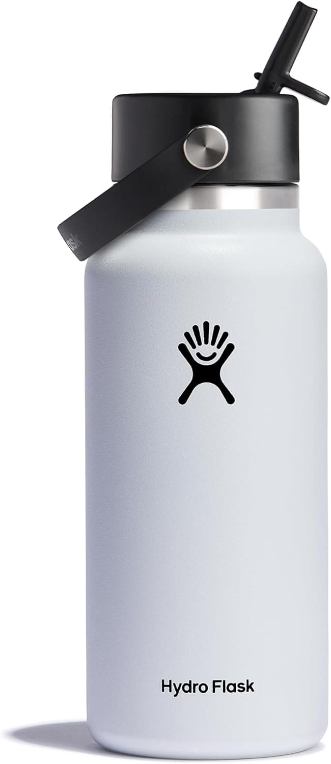 Hydro Flask Wide Mouth 32 oz insulated stainless bottle in white