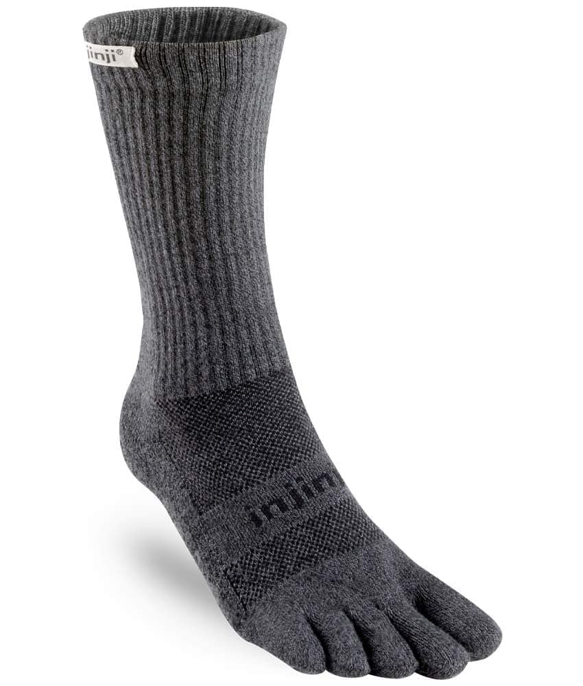Injinji Trail Midweight Crew toe socks in granite