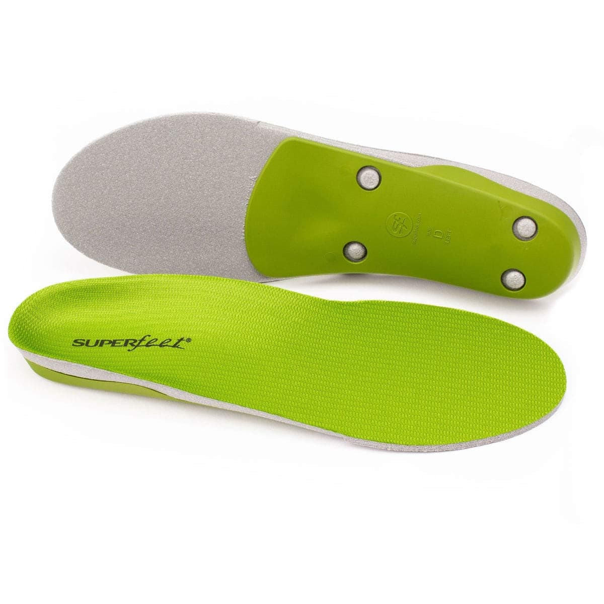 Superfeet Green Performance Insoles - top and side view