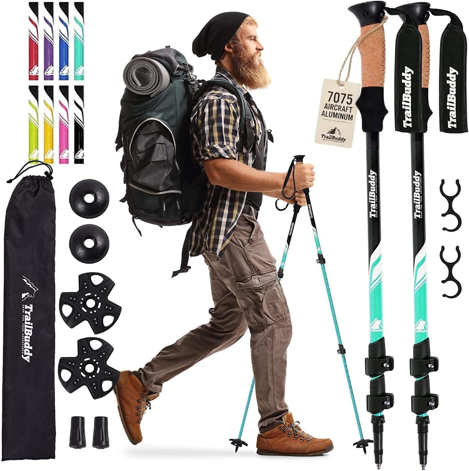 TrailBuddy aluminum trekking poles pair