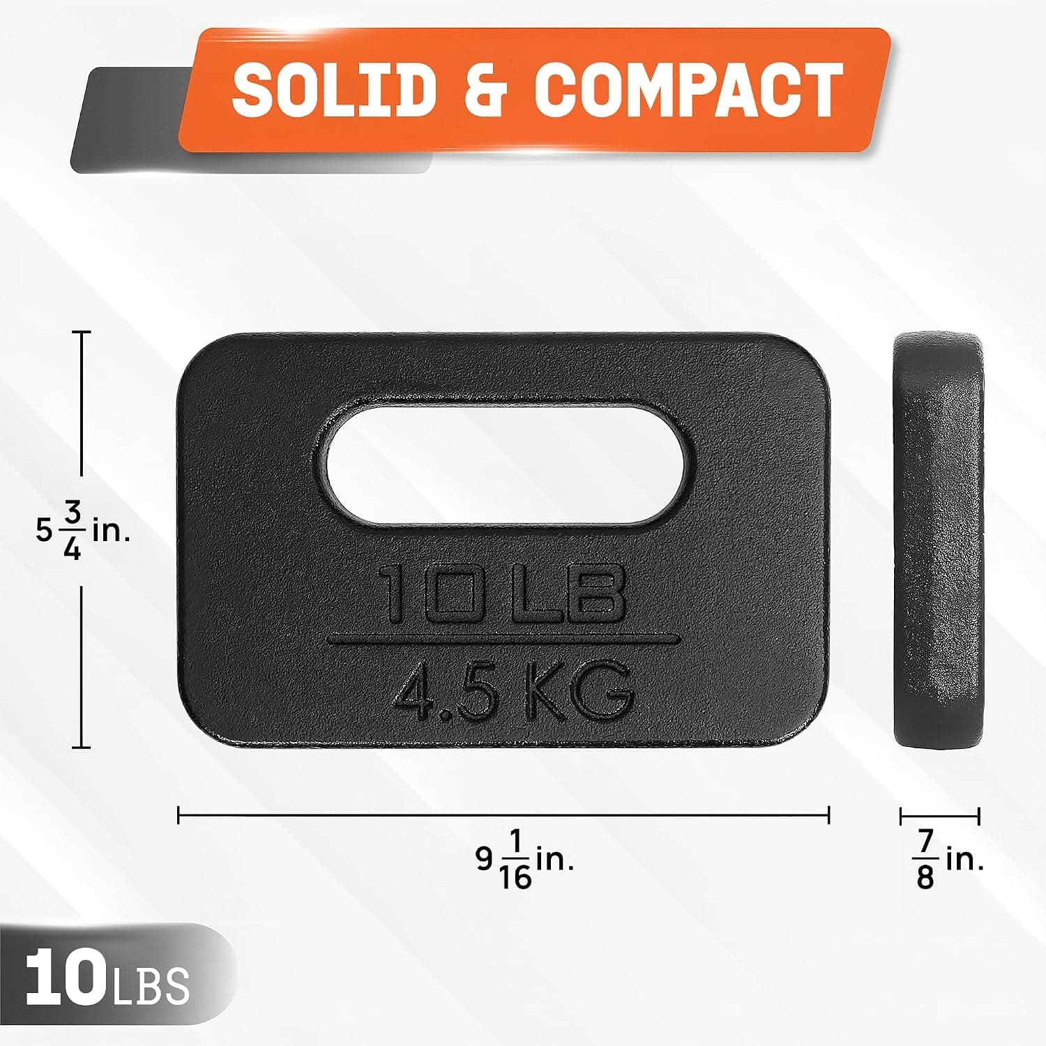 Yes4All 10 lb rucking weight pair, handle and edge detail
