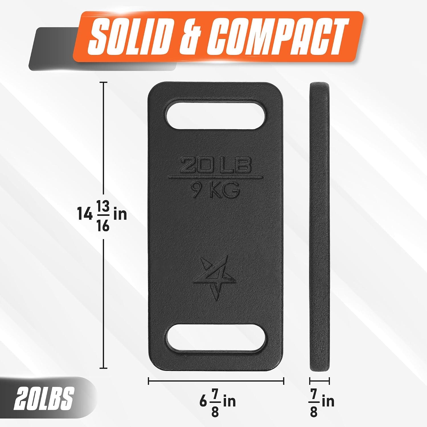 Yes4All cast iron rucking weight dimensions and rounded edges