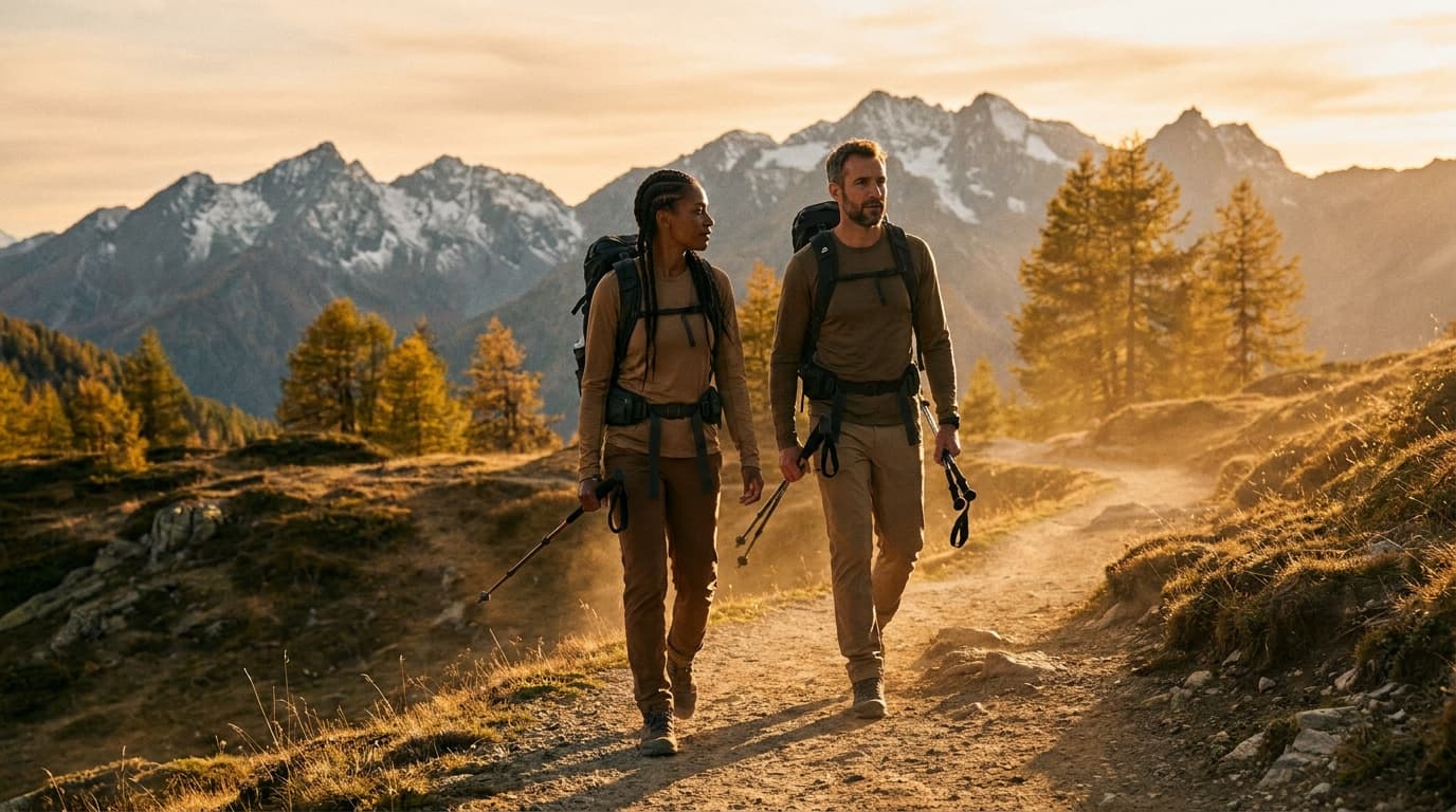 Person rucking on a path with pack