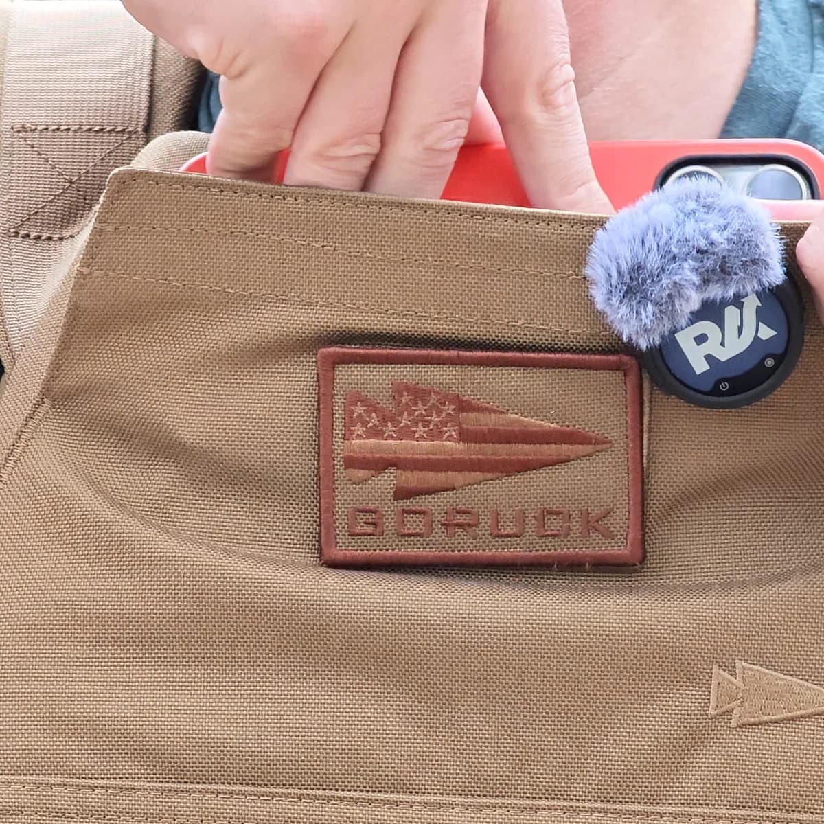 My iPhone Pro Max in the magnetic chest pocket