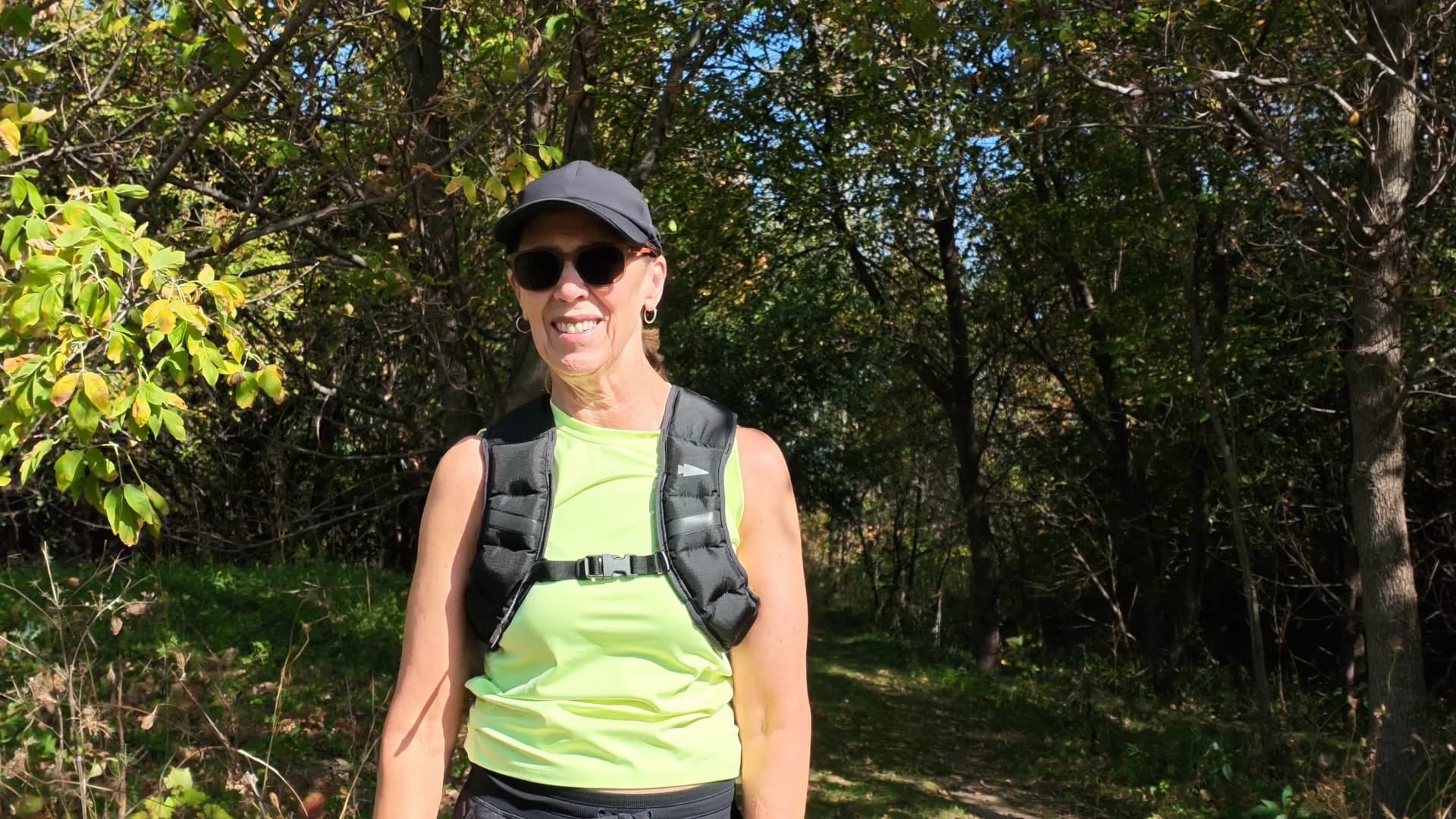 Me wearing my black 12 lb Spy Ruck on a wooded trail