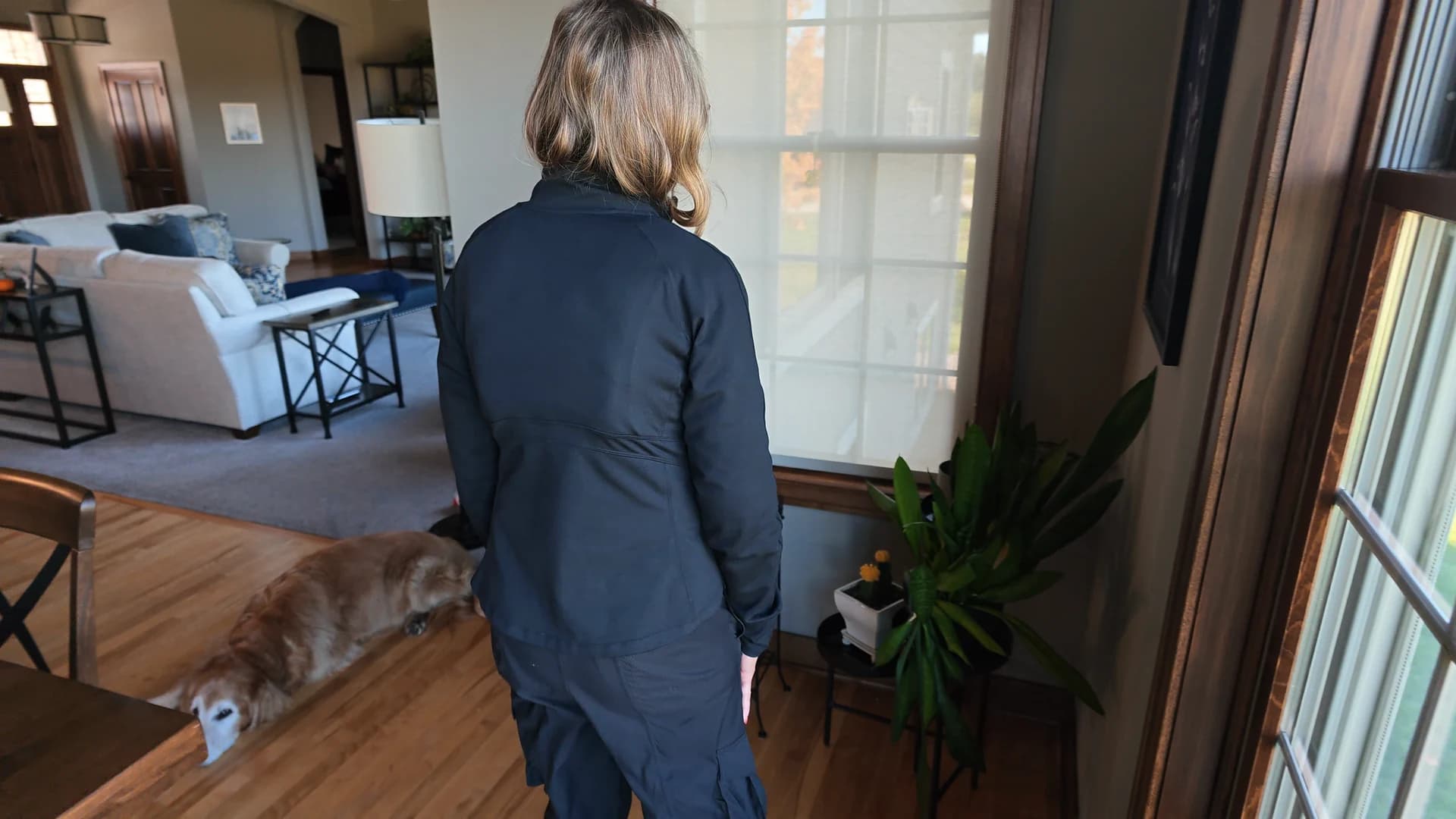 Side and back view of my jacket showing the Spy Ruck's raised outline underneath