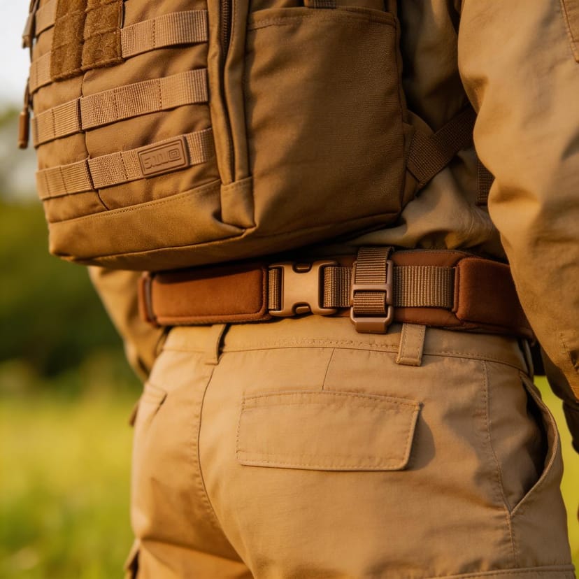 Nahaufnahme des Hüftgurt-Details eines Rucking-Rucksacks