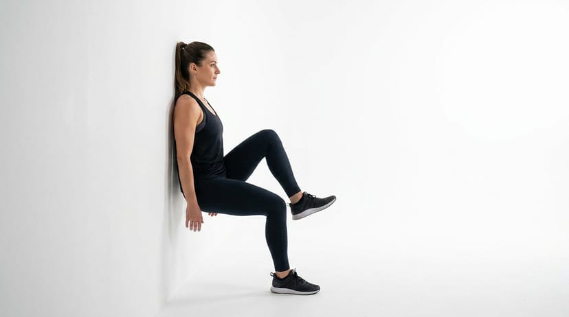 Wall sit marching exercise