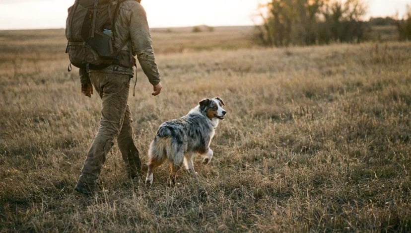 Rucking with a dog on a trail