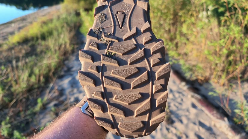 The Mackall 45 outsole tread with its arrowhead lugs