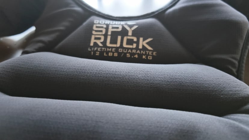 Close view of the sewn sections in my black Spy Ruck