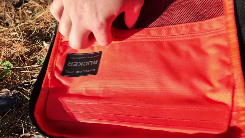 Opening an internal pocket on my orange-lined 25L Rucker 5.0