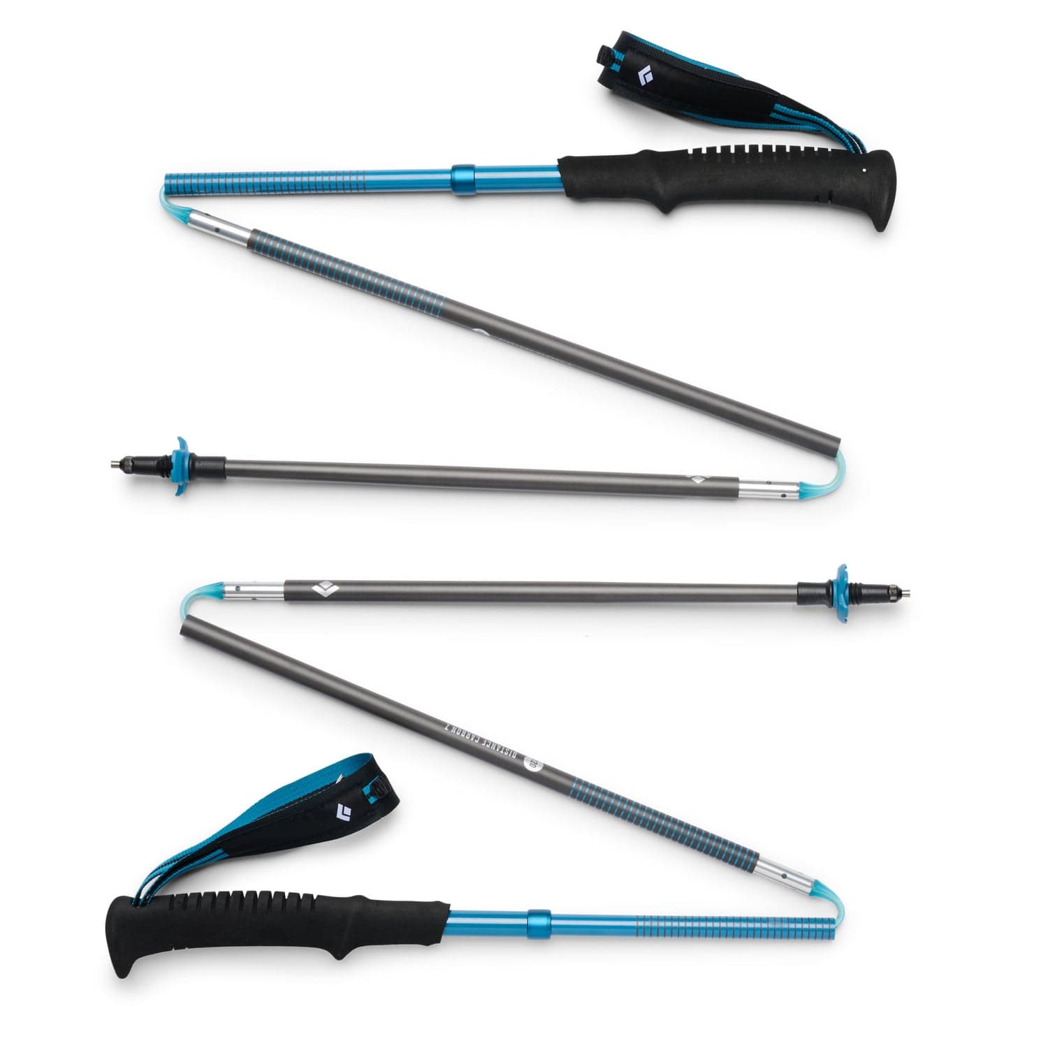 Black Diamond Distance Carbon Z trekking poles folded and extended