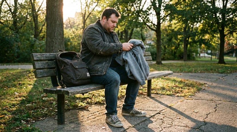 Hands placing a ruck plate into a backpack