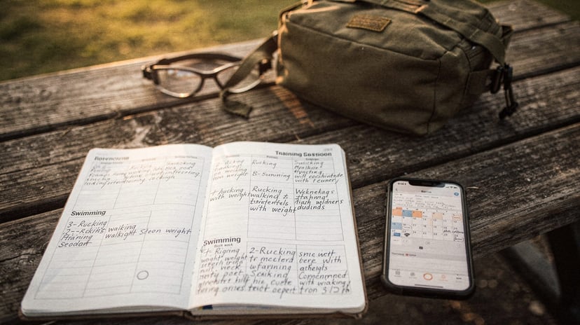 A weekly schedule combining rucking and swimming
