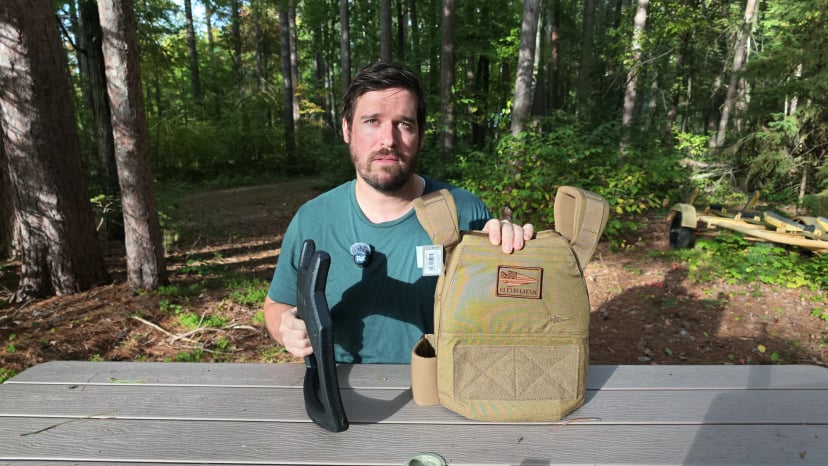 The edge of my curved GORUCK plate beside the vest