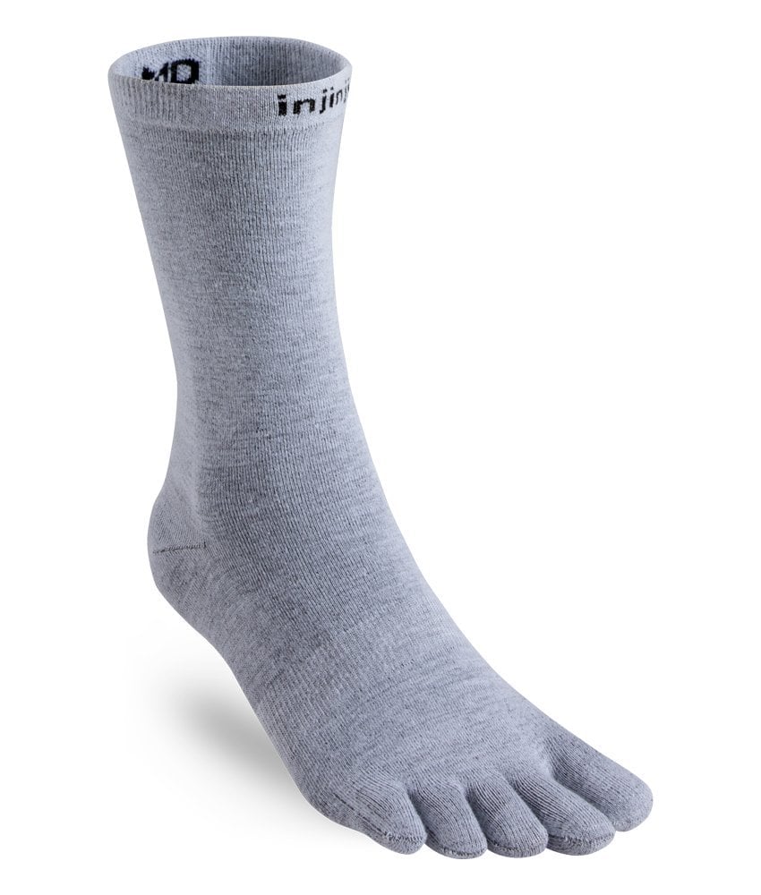 Injinji Liner Crew thin toe socks in gray