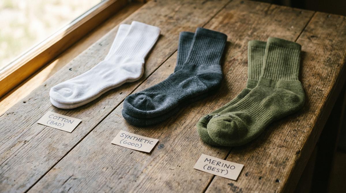 Merino wool socks laid out