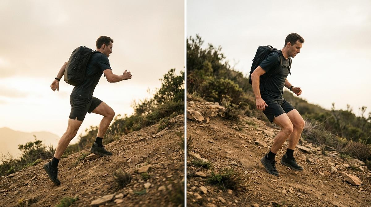 Form breakdown showing uphill and downhill posture